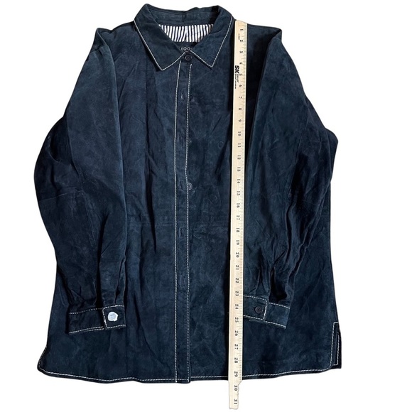 QVC Dialogue women burnout black washable leather suede size 1X lined Shacket - Picture 3 of 12